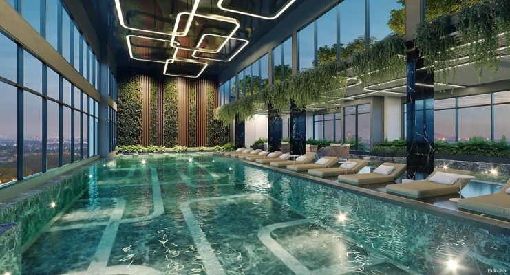 Bể bơi trong nhà view panorama là một trong những tiện ích đẳng cấp được đầu tư tại Masteri West Heights (Ảnh phối cảnh).
