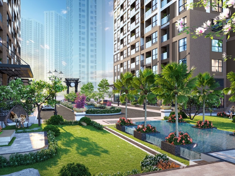 Không gian đầy màu xanh tại Shophouse Vinhomes Smart City