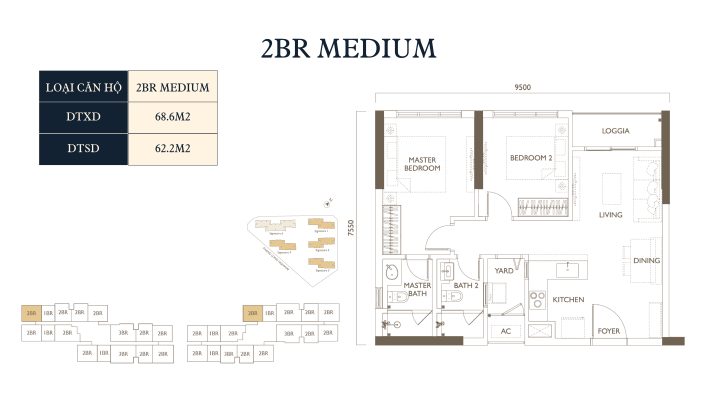 Mặt bằng 2 ngủ dự án Lumi Hà Nội Capitaland