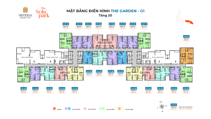 Mặt bằng tầng điển hình tòa G1 The Garden