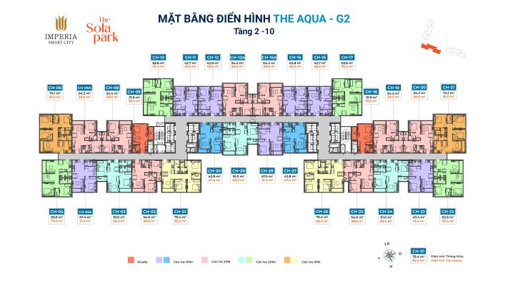 Mặt bằng tầng tòa G2 The Sola Park