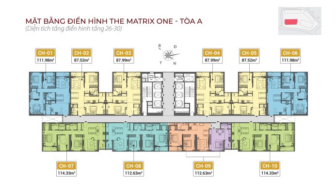 Mặt bằng dự án The Matrix One 1 - mặt cắt tòa A