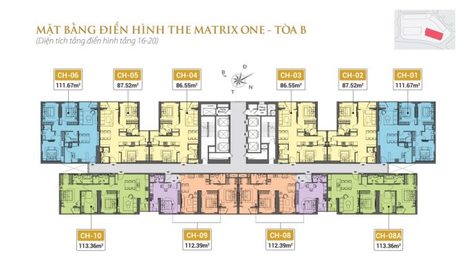 Mặt bằng dự án The Matrix One giai đoạn 1 - mặt cắt tòa B